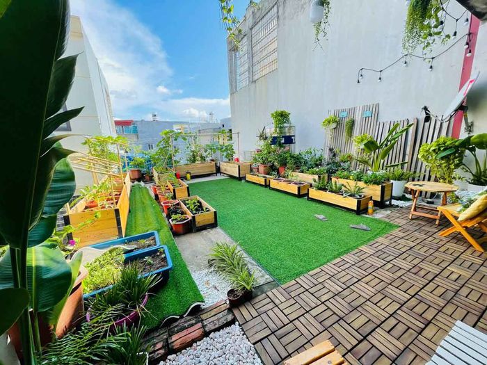 Mẹ đảm biến mái nhà rêu mốc thành sân vườn xanh mướt và cực chill