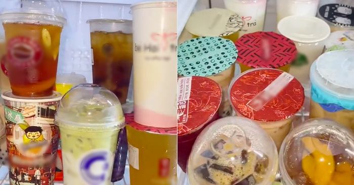 Tủ lạnh trữ đầy trà sữa full topping size bự: Định uống thay cơm?