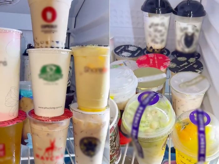 Tủ lạnh trữ đầy trà sữa full topping size bự: Định uống thay cơm?