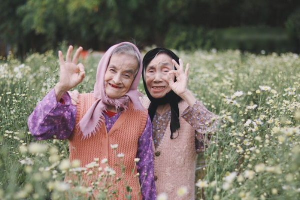 Đôi bạn già lần đầu tiên chụp ảnh với cúc họa mi đốn tim dân mạng