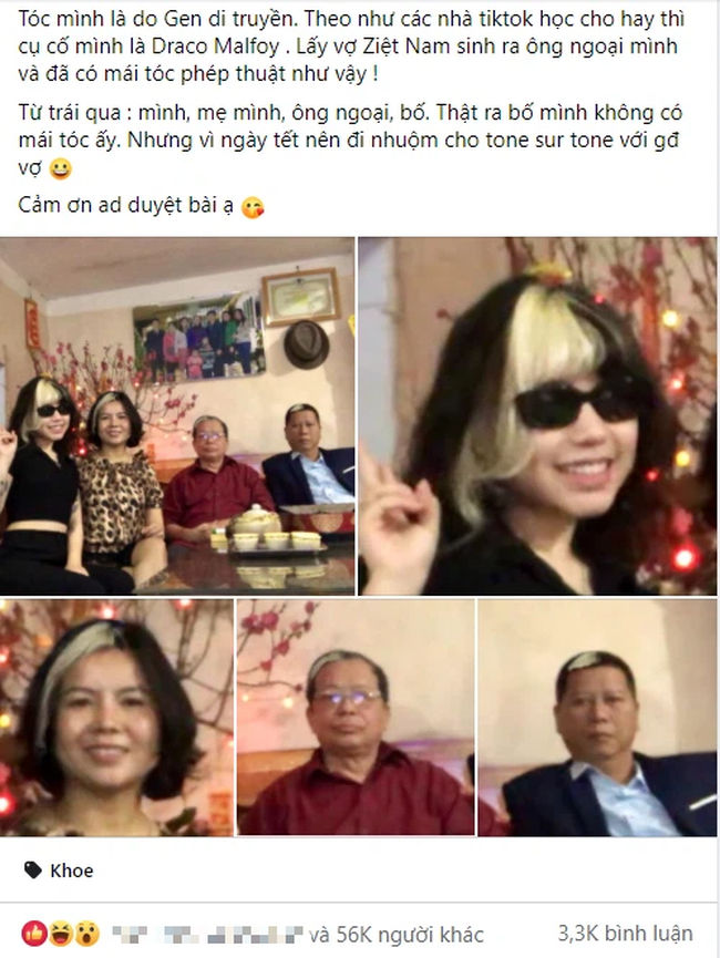 Gia đình 3 thế hệ nhuộm tóc chất chơi y chang nhau