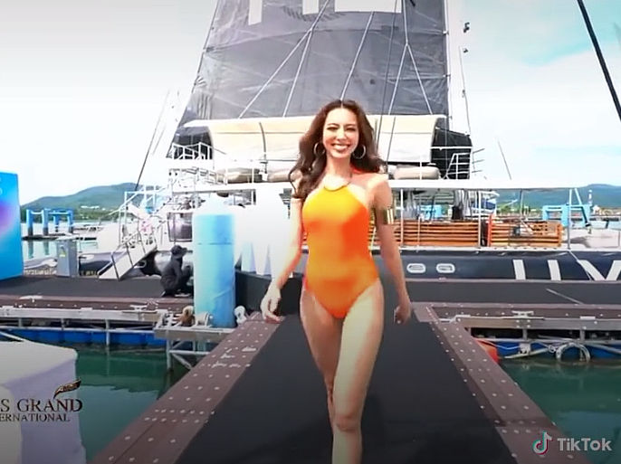 Thùy Tiên tươi tắn thi áo tắm ở Miss Grand sau ngộ độc thực phẩm