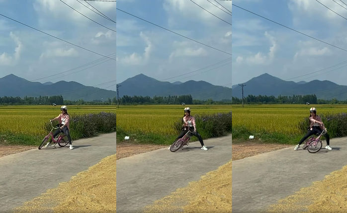 Hậu trường Phố Trong Làng: cô bán quạt say mê chơi cùng xe đạp hồng