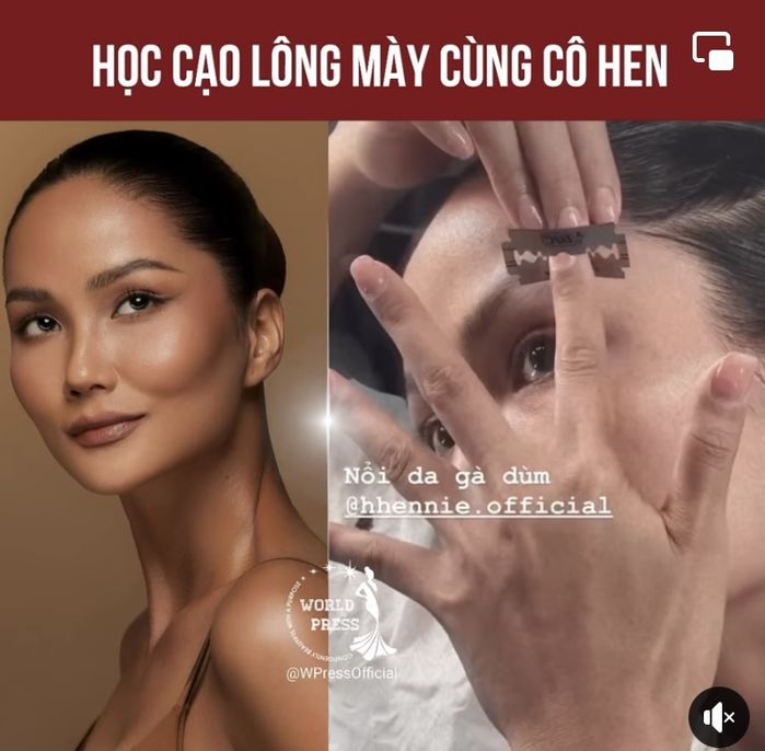 H'Hen Niê tự cạo chân mày bằng lưỡi lam: nhìn thót tim giùm!