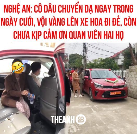 Cô dâu lên xe hoa để đi đẻ vì chuyển dạ ngày cưới