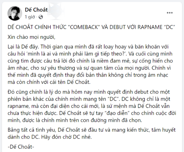 Dế Choắt sau 1 năm rời Rap Việt: xoá sổ răng nanh, đổi nghệ danh