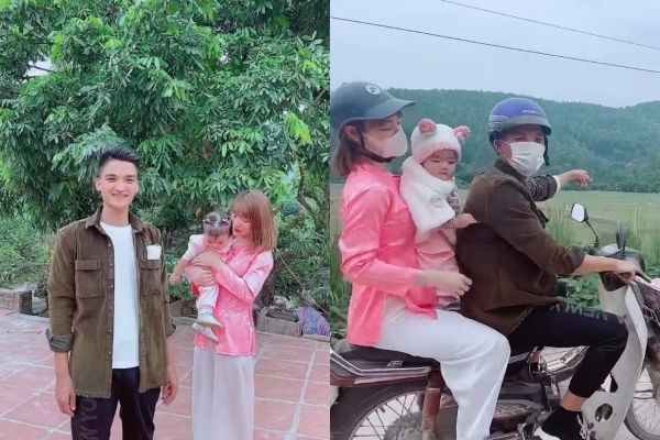 Sao Việt thích đèo nhau bằng xe máy: Mạc Văn Khoa chở vợ con thăm quê