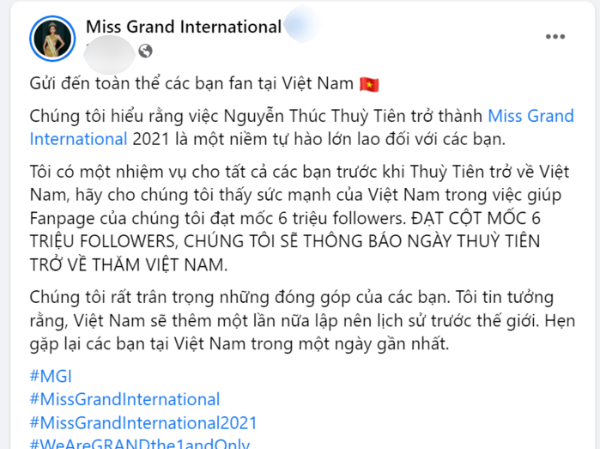 Chủ tịch Miss Grand chỉ đùa về lượng follow, Thùy Tiên sắp về nước