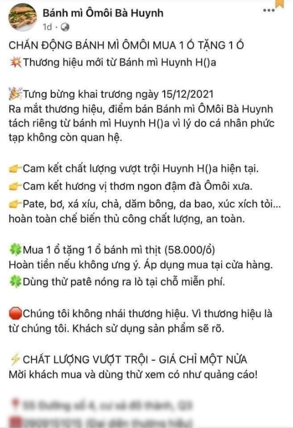 Tiệm bánh mì Bà Huynh đóng cửa sau 1 ngày khai trương