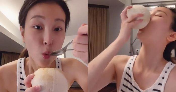 Miss Grand Hong Kong ăn một lúc 6 trái dừa với loạt biểu cảm hài hước