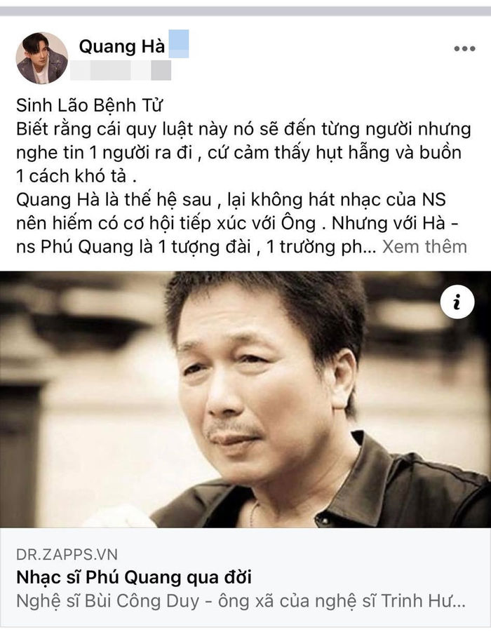 Sao Việt khóc thương trước sự ra đi của nhạc sĩ Phú Quang 
