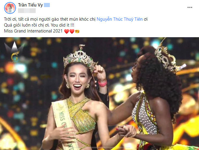 Sao Việt vỡ oà, chúc mừng Nguyễn Thúc Thùy Tiên đăng quang Miss Grand