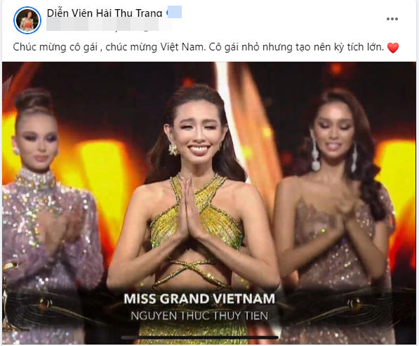 Sao Việt vỡ oà, chúc mừng Nguyễn Thúc Thùy Tiên đăng quang Miss Grand
