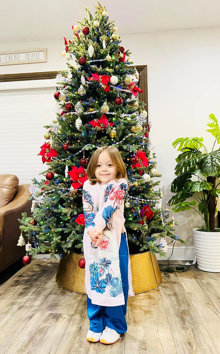 Bé Jade - Hoyer Family lại gây bão khi diện áo dài mừng Giáng sinh 