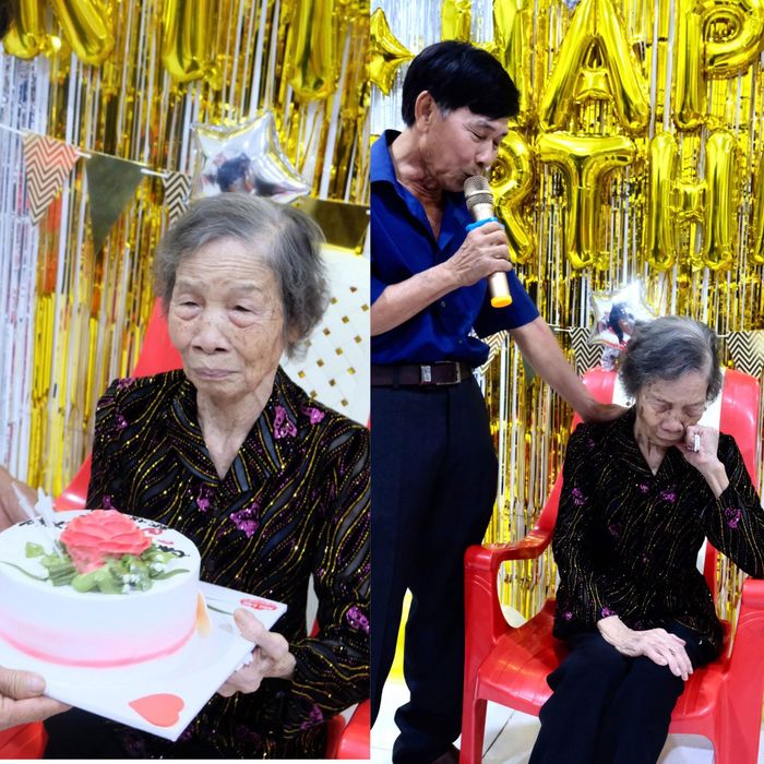 Cụ bà 80 tuổi bật khóc nức nở khi lần đầu được tổ chức sinh nhật
