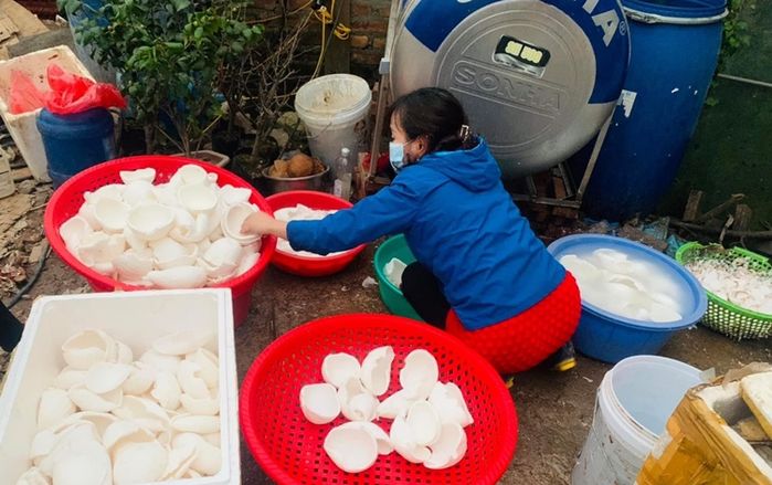 Đẽo cùi dừa làm mứt dịp Tết Nguyên Đán: Khách đông không kịp chốt đơn