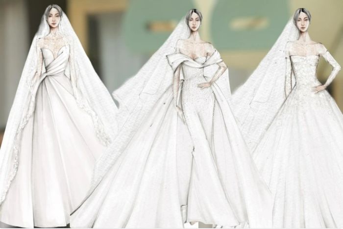 3 chiếc váy cưới nửa tỷ được đo ni đóng giày cho Phương Trinh Jolie