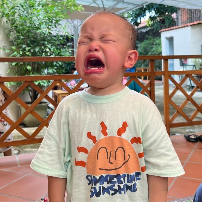 Biểu cảm ngày đầu tiên đi học của nhóc tỳ Vbiz: Leon cứ khóc mãi thôi