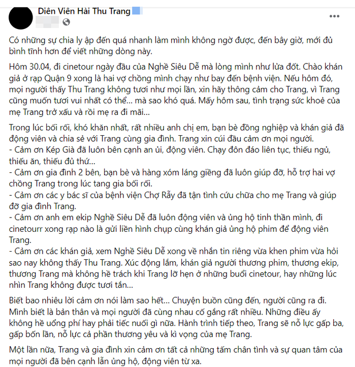 Sao Việt hay tin dữ khi đi làm: Thu Trang gắng gượng đến cùng