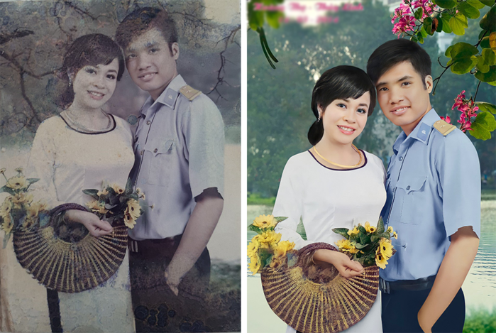Anh thợ chỉnh ảnh giúp cô gái có ảnh chụp với người chồng vừa mất