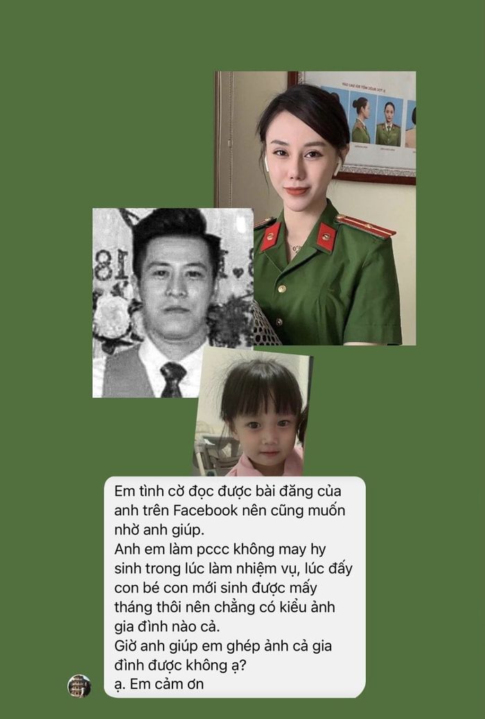 Con gái mừng rỡ khi được chụp ảnh cùng người ba là chiến sĩ đã hy sinh