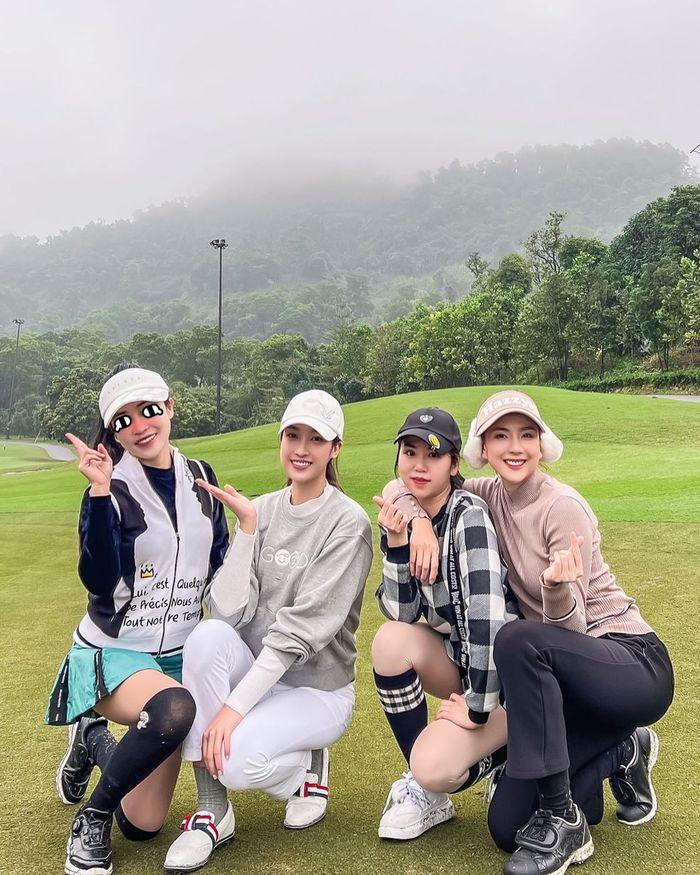 Vừa được cầu hôn, Đỗ Mỹ Linh đi đánh golf cùng dàn Hoa hậu đình đám