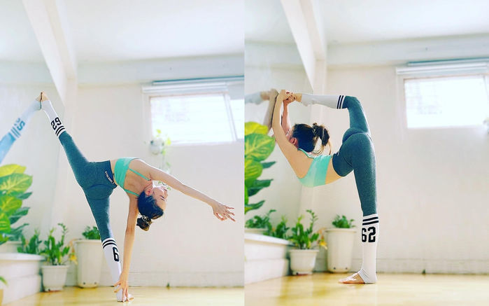 Ngọc Trinh và dàn mỹ nhân Việt tập tành giữ dáng với động tác siêu khó