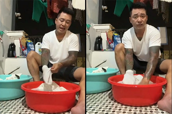 Sao Việt đảm đang việc nhà: Tuấn Hưng livestream giặt đồ bằng tay