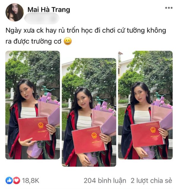 Khoe ảnh tốt nghiệp Đại học, vợ Hà Đức Chinh bị chồng cầu thủ “khịa”
