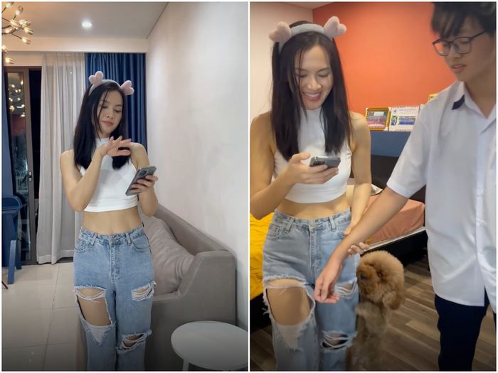 Anh Thư rủ rê con trai đu trend, quý tử lộ thêm nhiều năng khiếu