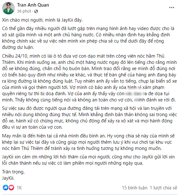 JayKii lên tiếng vụ lùm xùm với người bán hàng rong