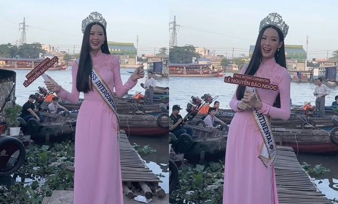 Hoa hậu Bảo Ngọc về thăm quê: Diện áo dài, dậy từ sớm để kịp chợ nổi