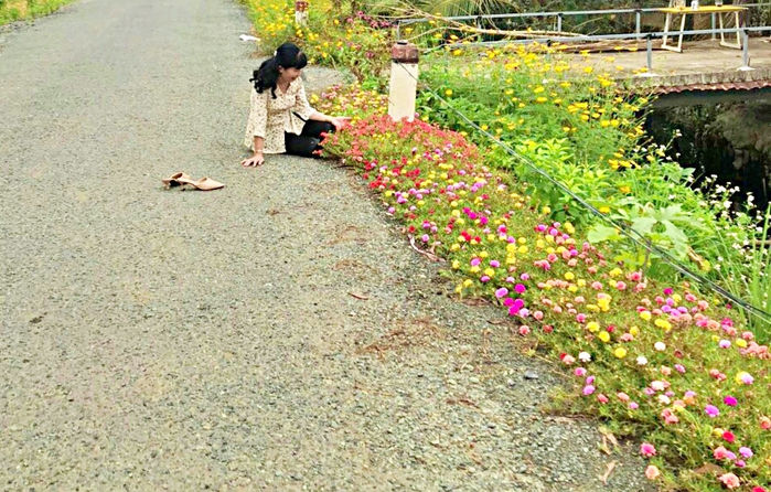 Người phụ nữ U70 miệt mài trồng hoa làm đẹp con đường quê hương
