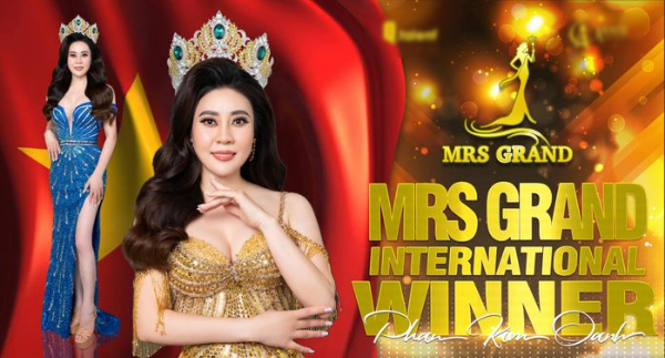 Đại diện Việt Nam ẵm vương miện Hoa hậu Quý bà Hoà bình Quốc tế