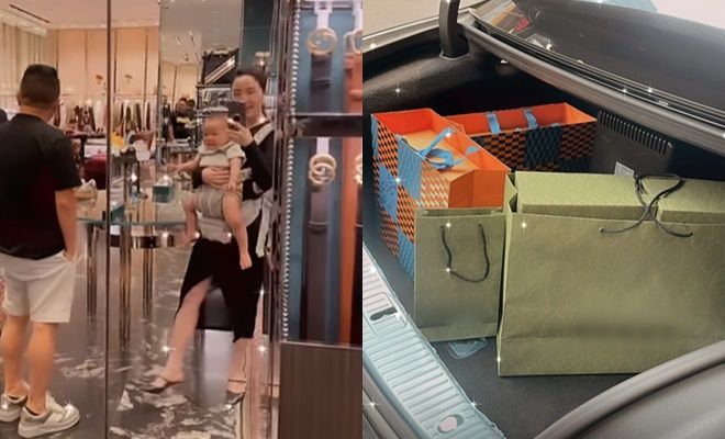 Bảo Thy đưa quý tử đi mua đồ hiệu: Khoe thành quả đầy ắp xế hộp