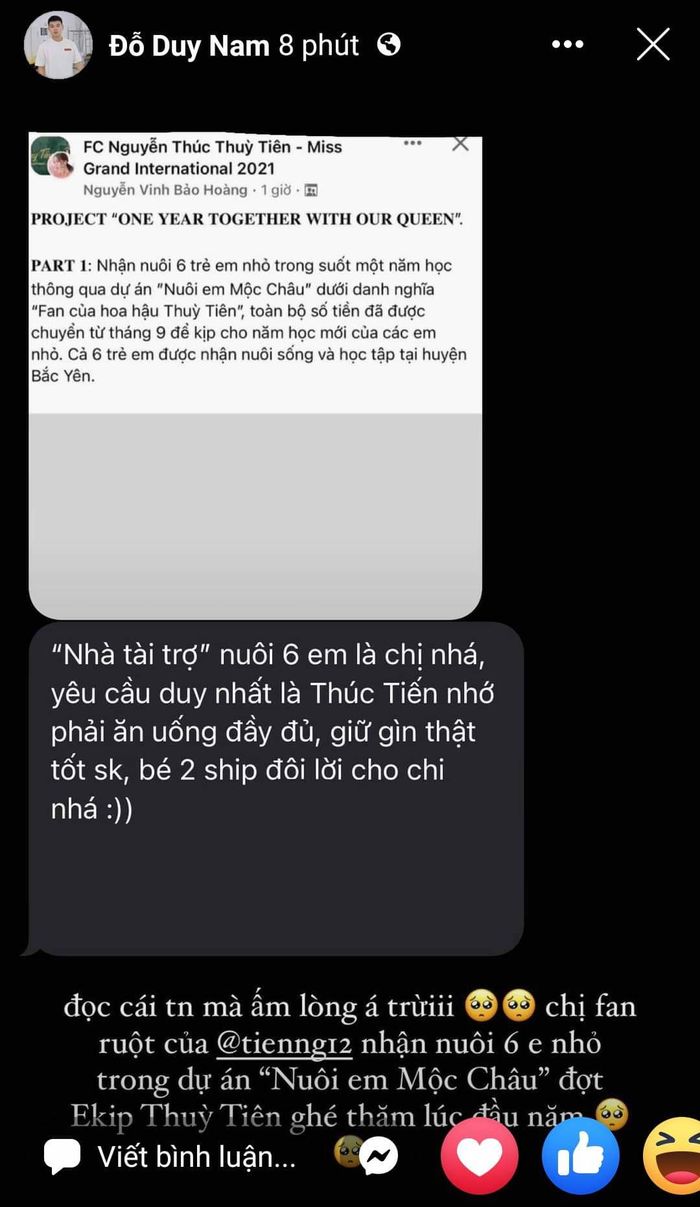Fan Thùy Tiên nhận nuôi 6 em nhỏ trong dự án cô từng đi thiện nguyện