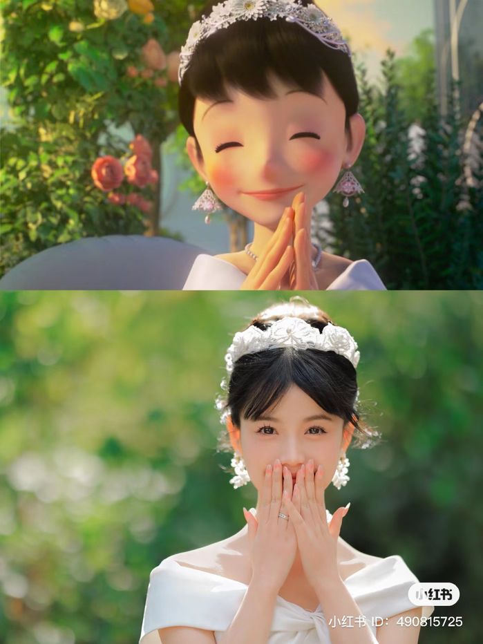 Cặp đôi cosplay thành Nobita và Xuka trong hôn lễ của mình