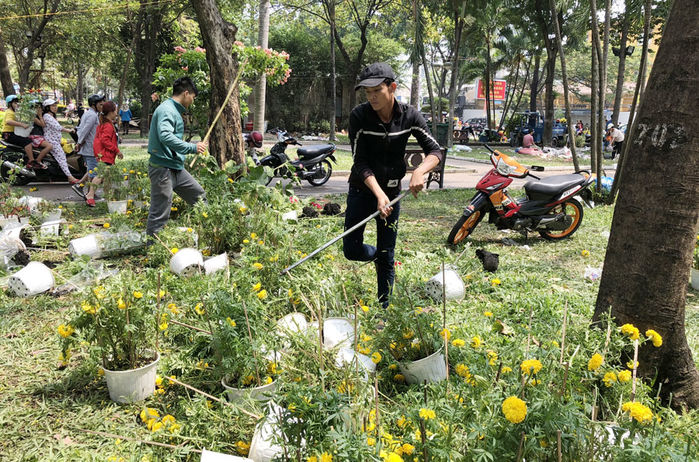 Hoa hậu Thùy Tiên bị bắt gặp mặc đồ bộ, mang dép lê đi bán hoa Tết