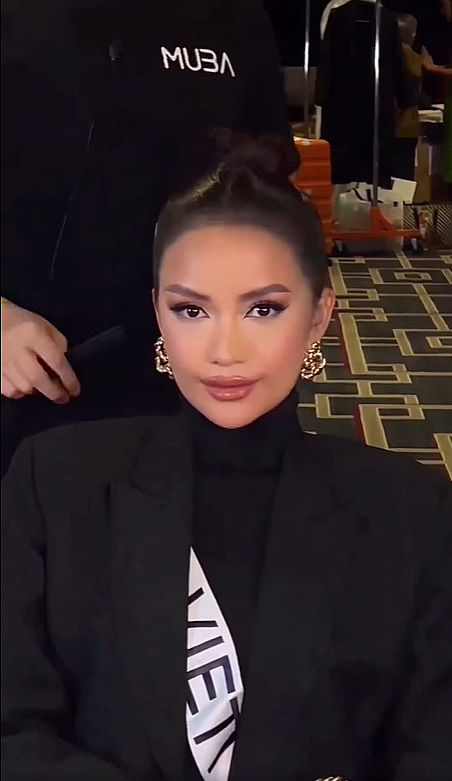 Ngọc Châu đẹp chanh sả qua tay ê-kíp Miss Universe