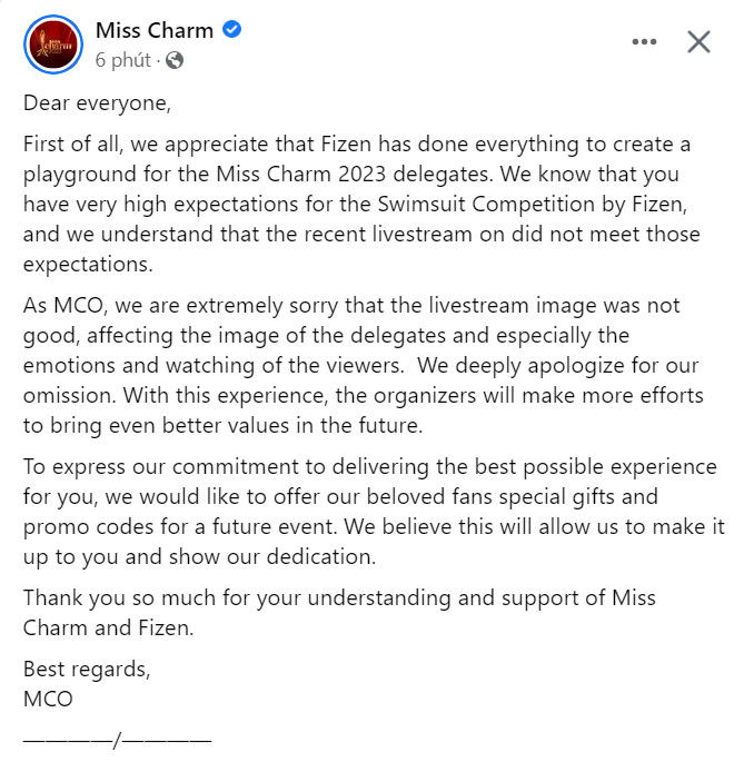 Miss Charm lên tiếng vì sự cố camera: Hi vọng khán giả thông cảm