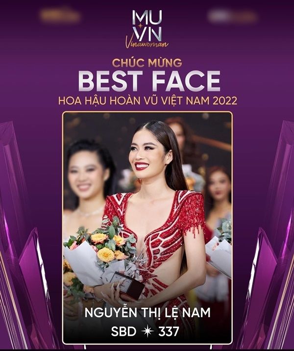  Khoảnh khắc người đẹp được xướng tên cho danh hiệu Gương mặt đẹp nhất tại MUVN năm nay. (Ảnh: FB Nguyễn Lệ Nam)