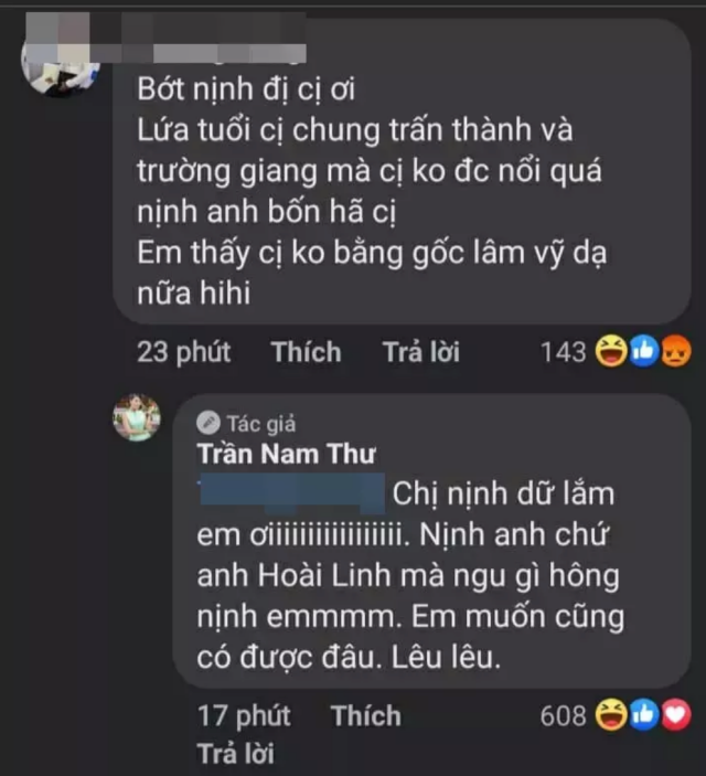 Nam Thư không biết ngán anti-fan: Tay đôi khi Hoài Linh bị nói xấu