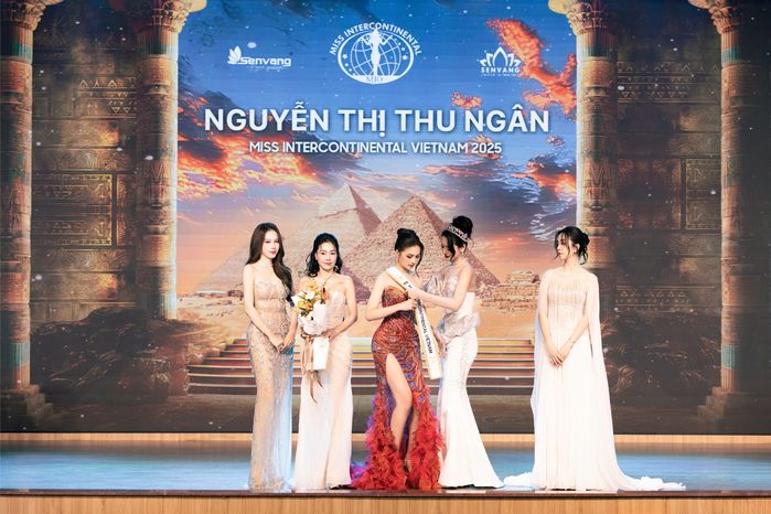 Á hậu Thu Ngân nhận sash Miss Intercontinental Vietnam 2025