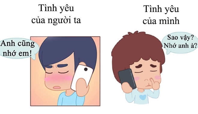 Tranh vui: Sự khác biệt giữa tình yêu của người ta và tình yêu của mình