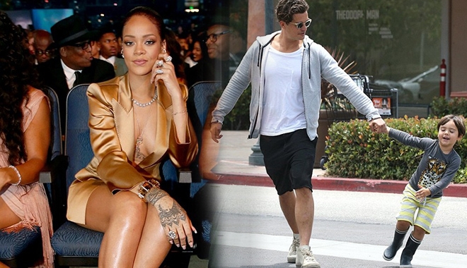 Bé Flynn tinh nghịch bên bố, Rihanna quên mặc nội y trên thảm đỏ