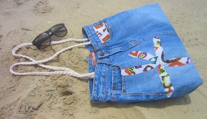 Tái chế quần jean cũ thành túi đeo cực chất