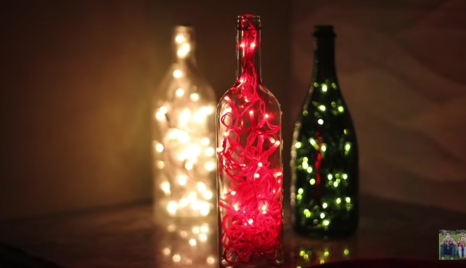 Làm chai thủy tinh lấp lánh đèn cho mùa giáng sinh