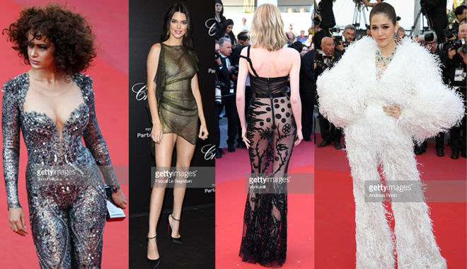 Những bộ trang phục phản cảm và kỳ quái tiếp tục đổ bộ thảm đỏ Cannes, Kendall Jenner lộ cả vòng 1