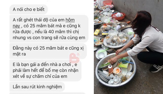 Thanh niên bị CĐM "ném đá" khi chê trách người yêu vì chỉ phải rửa 25 mâm bát còn "xị mặt"