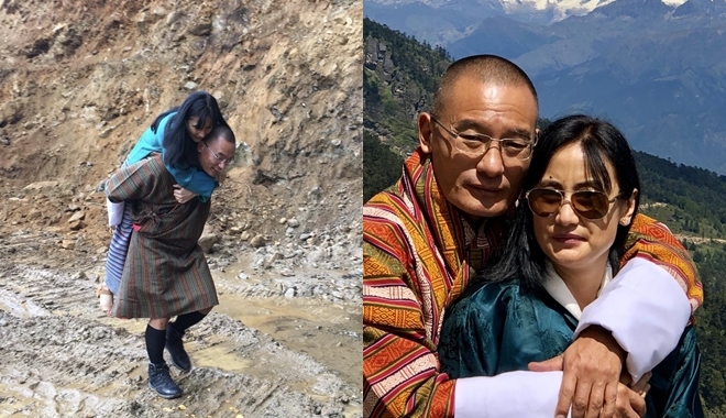 Cựu Thủ tướng Bhutan đăng ảnh cõng vợ qua đoạn đường lầy khiến giới trẻ thốt lên kinh ngạc
